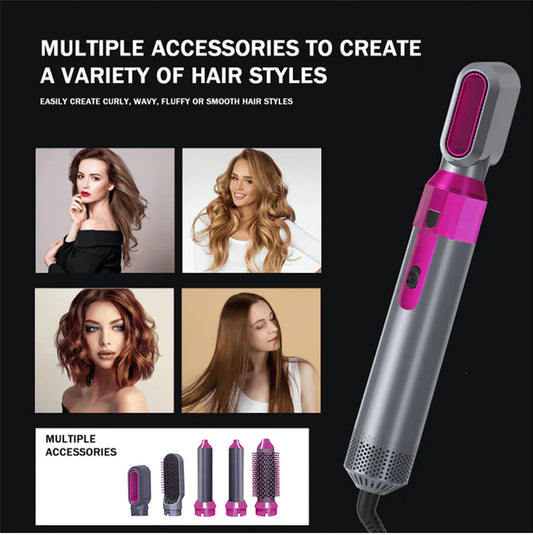 Ceramic Air Wrap Styler 5-in-1 – Hair Dryer, Curler, Volumizer & Scalp Massage Hot Air Brush