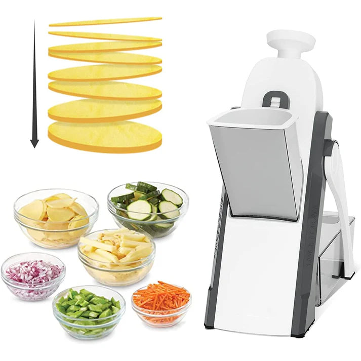 Manual Vegetable Cutter – 4-in-1 Adjustable Mandoline Slicer for Safe & Quick Food Prep