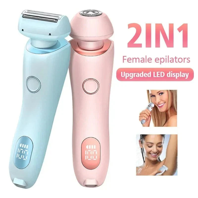2-in-1 Women’s Electric Hair Removal Epilator & USB Rechargeable Trimmer – Face, Body, Bikini, Armpit, Legs