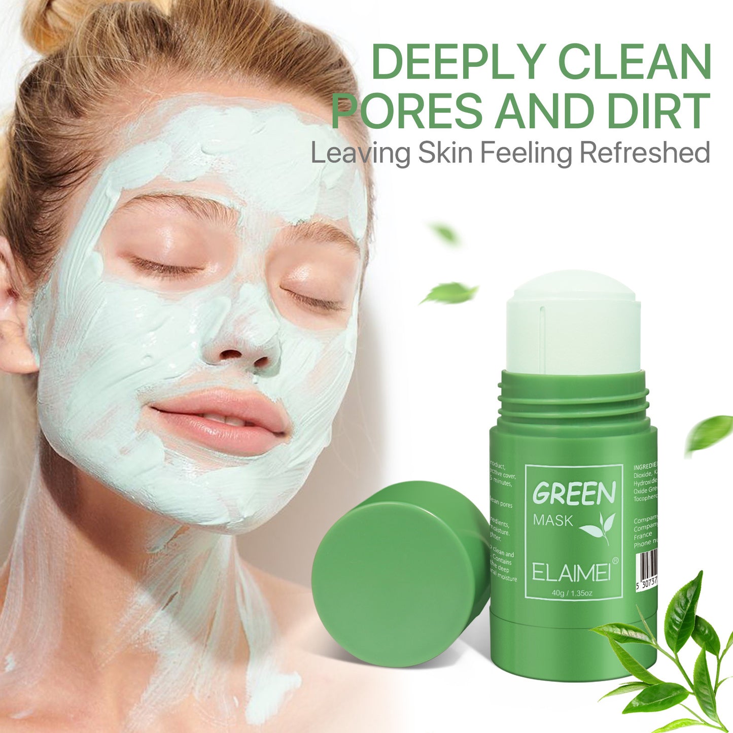 Green Tea Solid Cleansing Mask – Deep Clean, Oil Control & Blackhead Removal for Face