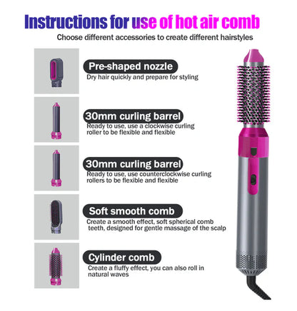 Ceramic Air Wrap Styler 5-in-1 – Hair Dryer, Curler, Volumizer & Scalp Massage Hot Air Brush