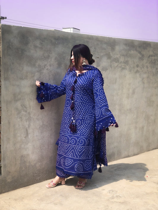 Rjistani Chiffon Chunri Blue Colour