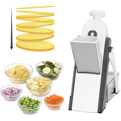 Manual Vegetable Cutter – 4-in-1 Adjustable Mandoline Slicer for Safe & Quick Food Prep