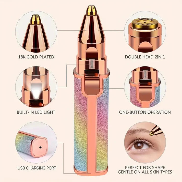 2-in-1 USB Rechargeable Painless Facial and Eyebrow Hair Remover